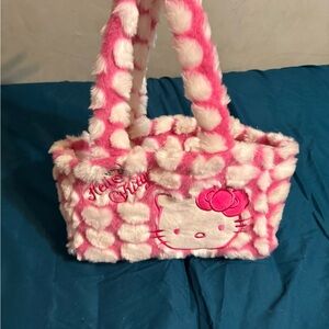Hello Kitty Fuzzy Pink and White Handbag